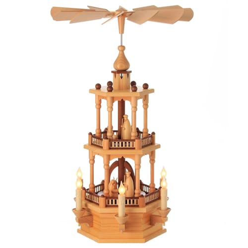 Seiffener Volkskunst Weihnachspyramide Natur 2-stöckig mit Christi...