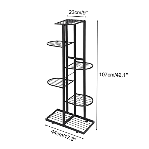 6-Tier Vintage Metal Plant Stand, Indoor/Outdoor Flower Pot Stand with Rust-Resistant Coating, Space-Saving Decorative Plant Shelf for Home, Garden, or Balcony(Black)