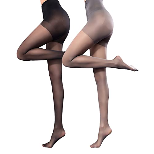 SIMYJOY 2 paires 40 DEN Collants Opaques Microfibre transparent résistants confortables extensibles noir nude Cover