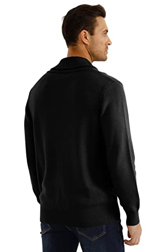 Gingtto Mens Pullover Sweaters With Button Black Ribbed Shawl Neck Sweater Men Dressy(Black,X-Large) #TOP5