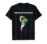 Südamerika, südamerikanische Flaggen, Südamerika-Kart T-Shirt