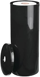 mDesign Free Standing Toilet Paper Holder - Toilet Paper Storage for Bathroom - Toilet Roll Holder Free Standing - Black