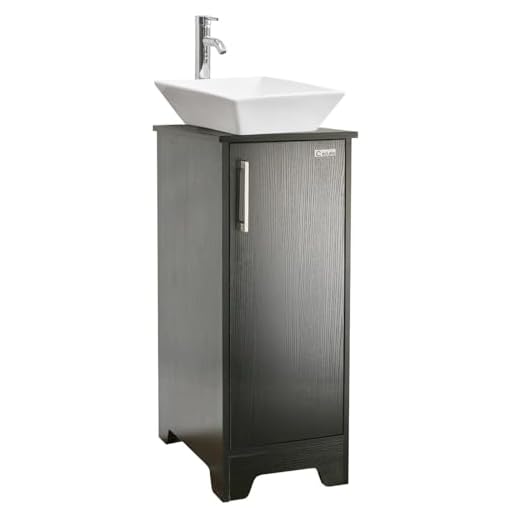 13 inch Modern Bathroom Vanity Units Cabinet and 16 inch Sink Stand Pedestal with Square White Ceramic Vessel Sink with Chrome Bathroom Solid Brass Faucet and Pop Up Drain Combo