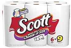Scott Mega Roll Choose-A-Size Paper Towels, 102 Sheets Per Roll, Pack of 6 Rolls