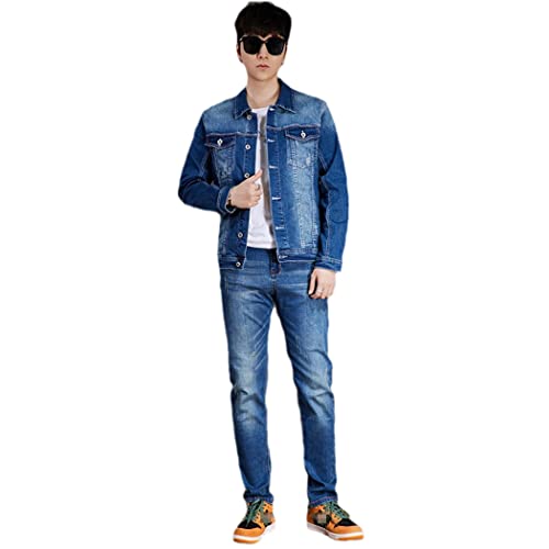Veste fine à simple boutonnage et jean décontracté deux pièces d'automne