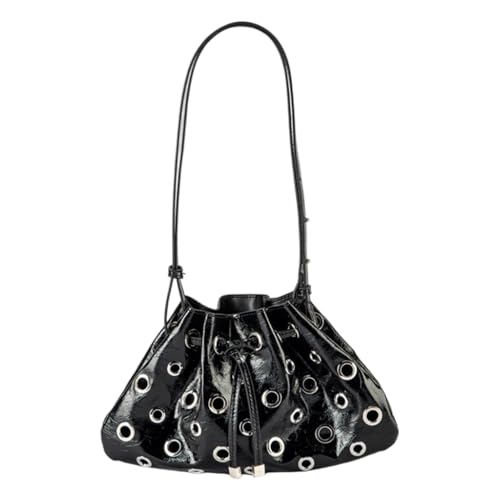 Sac seau à rivets creux en cuir PU souple et résistant style rock