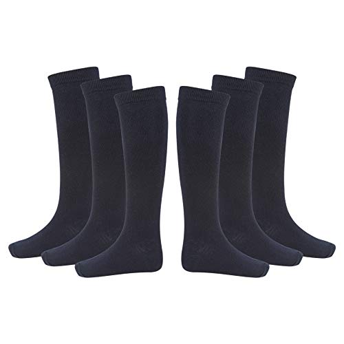 Back 2 School Lot de 6 paires de chaussettes montantes en coton majoritaire Unisexe Enfant, bleu marine, 8-12 ans Cover