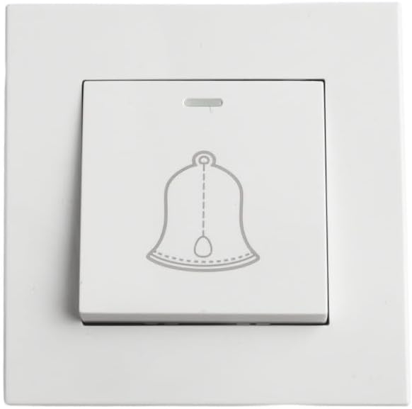White ABS Plastic Doorbell Switch W Push Button with LED Indicator for Home Hotel 86x86mm AC220V 5A Embedded Electrical Supply
