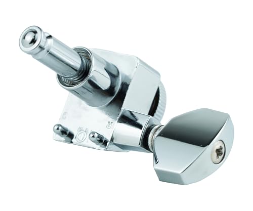 Image of Guyker Guitar Locking Tuners(3 Right + 3 Left Handed), 1:18 Lock String 6 In-line Tuning Key Pegs Machine Heads for Folk Classical Acoustic Electric Guitar - GK434, Chrome