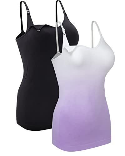 Scyoekwg Women Camisole Crew Neck Adjustable Slim Camisole Tank Top Without Steel Ring Underwear Yoga Sports Tops Sling Shirts Casual Ladies Solid Color Blous - View #2