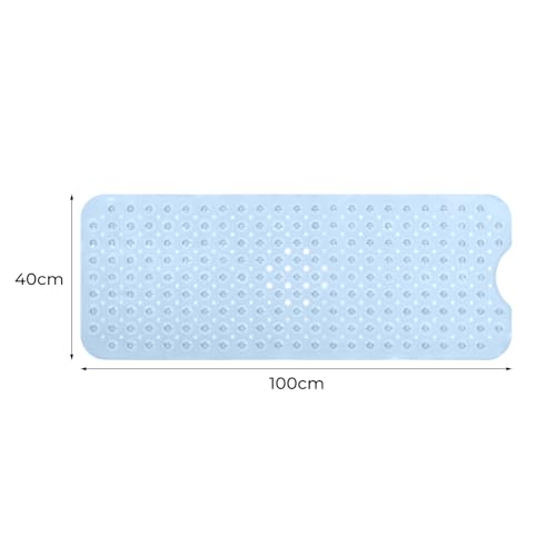 Tapis de bain antidérapant et résistant à la moisissure bleu
