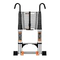 Telescoping Ladder,13.5FT Aluminum Multi-Purpose Collapsible Ladder with Stabilizers and Hooks,Jiashche Portable Extension Ladder for RV or Outdoor Work Silver,330lb Max Capacity