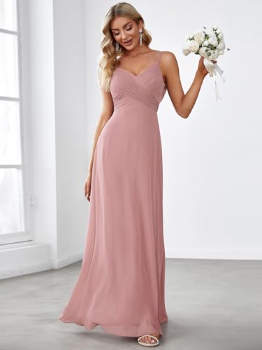 Image of Ever-Pretty Women's Summer Backless Spaghetti Strap Chiffon Bridesmaid Dresses Empire Waist Formal Wedding Guest Dress