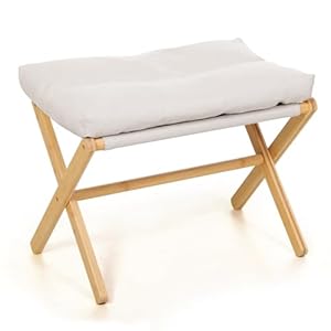 TYYIHUA Folding Foot Stool,Small Ottoman Foot Rest for Couch,Wooden Footstool,Change Shoes Bench,Modern X Ottoman Chair for Living Room, Entryway, Children Room, Bedroom,Caravaning