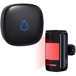 Wireless Motion Sensor Alarm Indoor, METAK 1 PIR Detector 1 Receiver,Black | Movement Activated Doorbell Chime for Home Doorway/Business Entry/Garage Security/Store Entrance,Pet/Elderly/Dementia Monitor
