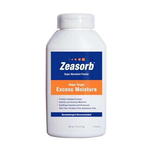 Zeasorb Excess Moisture Control Super Absorbent Foot & Body Powder Dermatologist Recommended Friction-Fighting Formula with Patented Odor Control Technology 2.5 oz bottle
