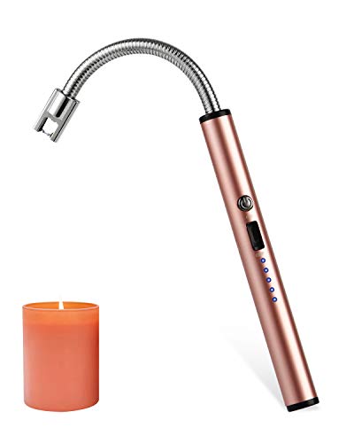 NESAPTO Candle Lighter, Upgraded Electric Lighter Rechargeable USB Lighter with LED Battery Indicator Safety Switch, Flexible Long Neck Lighters for Candles BBQs Gas Stoves