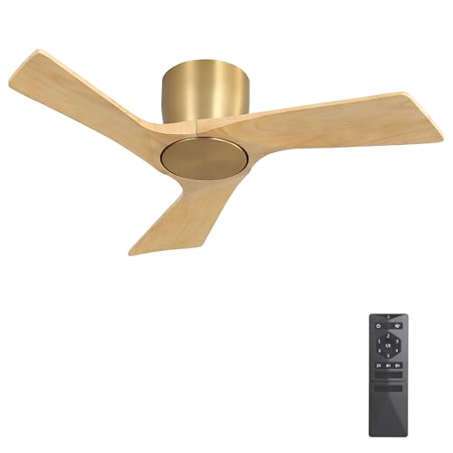 WINGBO 36 Inch Ceiling Fan without Light, 6 Speed Remote Control, Wood Blades