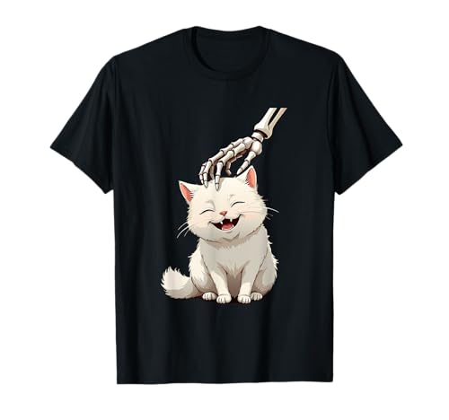 Esqueleto mano Boop en un gato disfraz de Halloween amante del cráneo Camiseta
