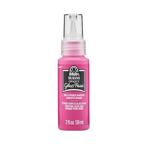 FolkArt Murano Opaque Acrylic Glass Paint, Magenta, Perfect for Indoor and Outdoor Arts and Crafts Projects, 2 fl oz