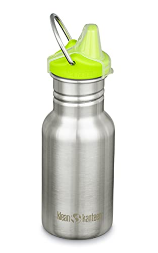 Klean Kanteen Kid Classic Narrow 12oz (W/Sippy Cap) Brushed Stainless Botella, Unisex Adulto, Cepillado Inoxidable, 12 oz
