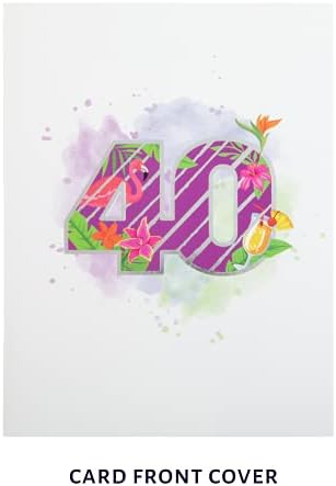 Cardology - 40th Birthday Pop Up Card - Tropical 40th Birthday Card For Women