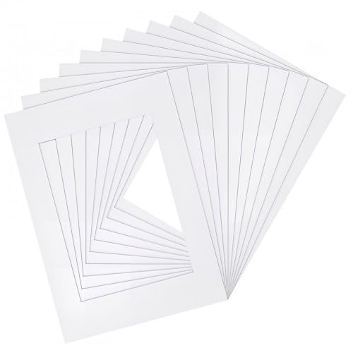 Granvoo 10pcs A4 Paspartú Papel para Fotos de Marco de Cartulina Blanco Fotos de Cartón DIY diámetro Externo 30 x 21 cm y diámetro Interno 14 x 19cm Marcos de Fotos de Papel passepartout