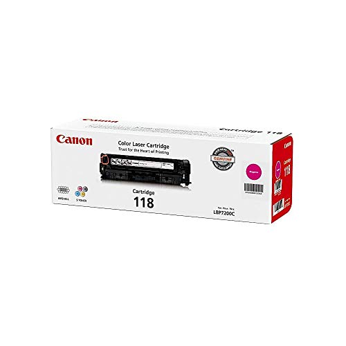 Canon Genuine Toner, Cartridge 118 Magenta (2660B001), 1 Pack, for Canon Color imageCLASS MF8350Cdn, MF8380Cdw, MF8580Cdw, MF729Cdw, MF726Cdw, LBP7200Cdn, LBP7660Cdn Laser Printers