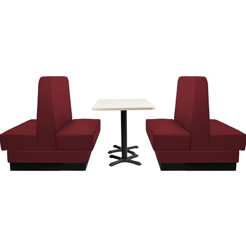 Image of FDP Pro Series Double-Sided Restaurant Booth - Burgundy, 15427-BY