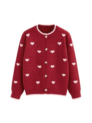 Image of CIDER Cardigan Sweaters for Women Trendy Cute Sweaters Long Sleeve Crew Neck Heart Print Cardigans Spring Fall Outfits