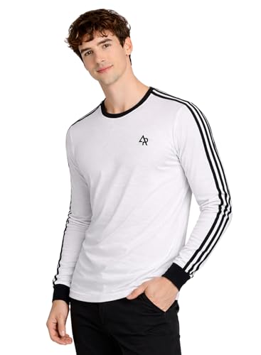 Image of ADRO Men's Full Sleeve T-Shirt Navy Grey Colorblock | Cotton Round Neck Casual Tshirt | Regular Fit Stylish T Shirt