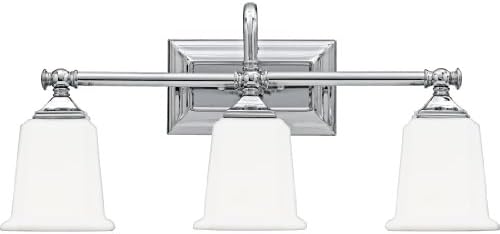 Quoizel NL8603C Nicholas Mid Century Bath Vanity Wall Lighting, 3-Light, 300 Watts, Polished Chrome (10"H x 22"W)