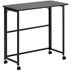 Mobile Folding Desk with Wheels - Compact Computer Workstation for Small Spaces, 31.5 Black MDF Table for Home Office, Study Desk That Tucks Under Bed