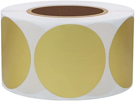 Hybsk Round Color Coding Dot Labels 1.5 Inch Metallic Foil Golden Stickers Adhesive Label 500 Per Roll (Golden)