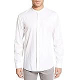 Men's Band Collar Button Down Shirts Cotton Linen Long Sleeve Casual Hippie Beach Yoga Wedding Groom