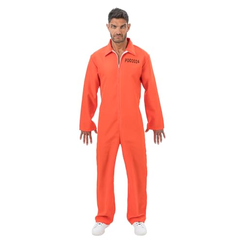 Combinaison de prisonnier orange Chaks avec numéro de détenu et inscription pour carnaval
