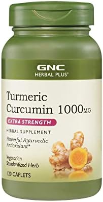 GNC Herbal Plus Turmeric Curcumin 1000mg Extra Strength, 120 Caplets, Provides Antioxidant Support