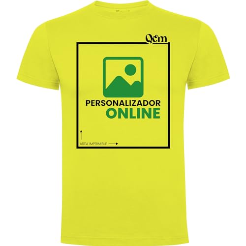 QCM · Camiseta Personalizable · Hombre · Manga Corta · 100% Algodón · Impresión Directa (DTG) sobre el Tejido (XL, Lima Limón)