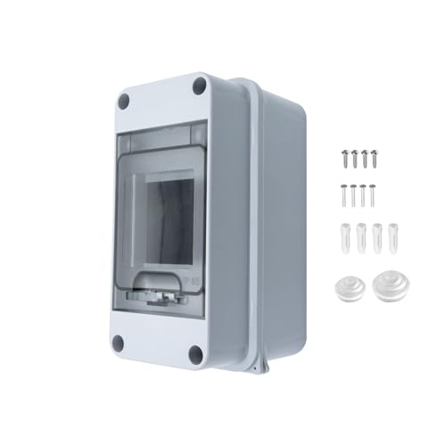 Tutuxio 3 Way Circuit Breaker Box, MCB Distribution Protection Box with Transparent Cover, IP65 Waterproof ABS Plastic Material with DIN Rail for Indoor Outdoor Wall Mount Electrical Application