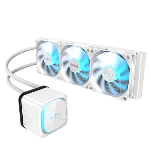 Image of GIGABYTE Eagle 360 ICE - AIO Liquid CPU Cooler - 360mm Radiator, 3X 120mm High-Volume PWM Fans, Compatible with Intel LGA 1851 /1700 /115X /1200, AMD AM5 /AM4 - White (GP-GIGABYTE Eagle 360I)