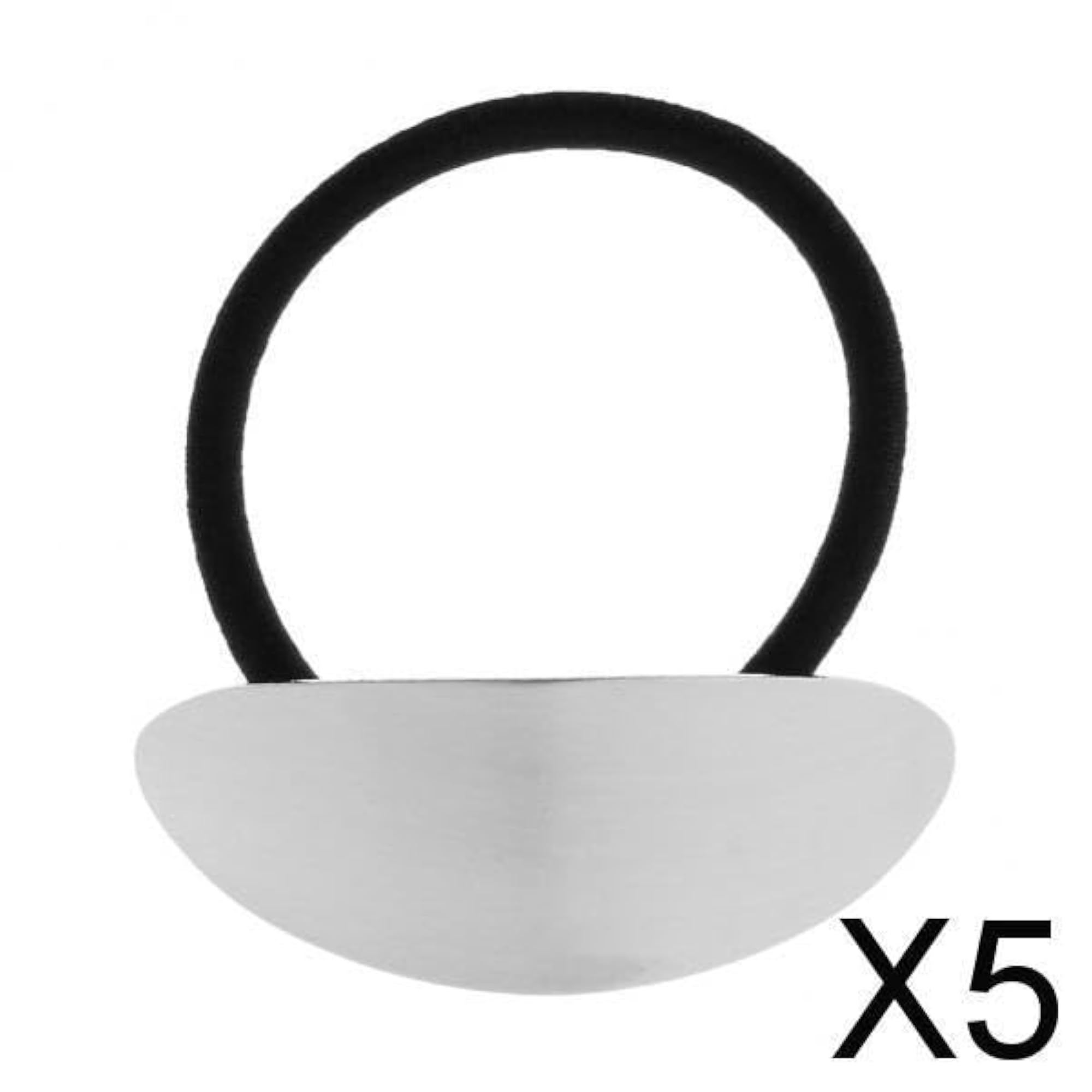 5x Elastic Band Ponytail Ring Covers, Silver