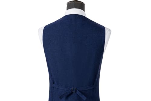 Image of SOLOVEDRESS Mens Vintage Tweed Suit Vest V Neck Casual Wool Waistcoat for Wedding Groomsmen