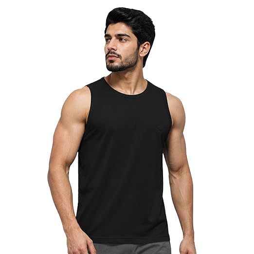 Men's Solid Sleeveless Tank Top | Round Neck Gym Vest | Regular Fit Cotton Blend Sando for Gym, Sports & Casual Wear-picture-26