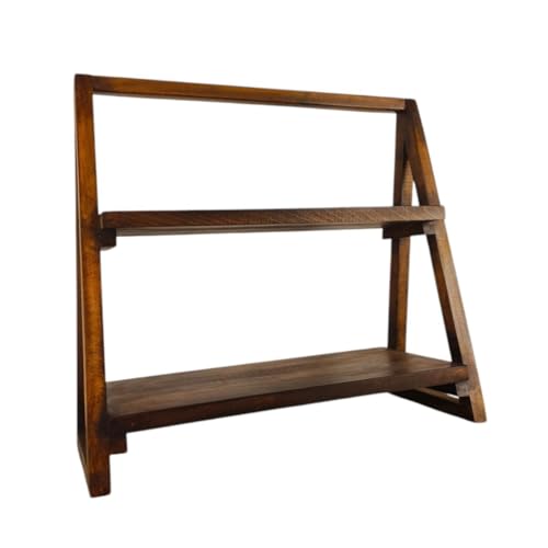 Image of MISAN Solid Wood Kitche n Rack /Wooden Kitche n Counter Top Organizer | 2-Tier Stylish Kitche n Storage Shelf /Multipurpose Wooden Storage Organizer, Spice & Container Rack Freestanding