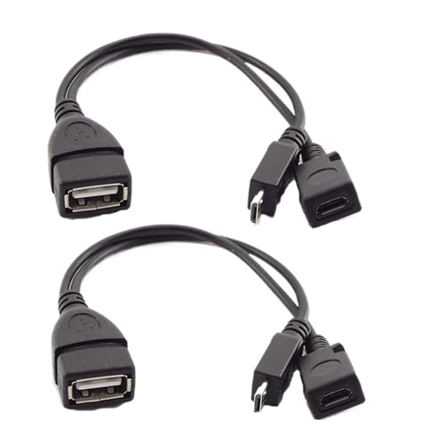1 in 2 OTG マイクロ USB メス - マイクロ 5 ピン オス メス ホスト パワー Y スプリッター アダプター ケーブル 耐久性 USB PC 用(2pcs)