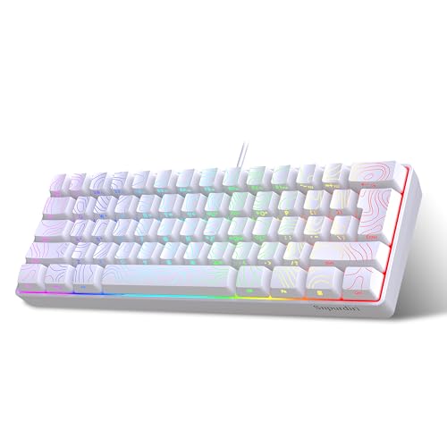 Image of Snpurdiri 60% Wired Gaming Keyboard, 61 Keys RGB Contour Line (White) | Backlit Ultra-Compact Small Gaming Keyboard for PC /Mac Gamer, Typist, Travel, Easy to Carry on Business Trip
