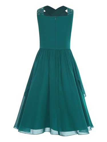Vestido fiesta niñas cuello en V sin mangas para ceremonia de boda etiqueta y damitas de honor 4