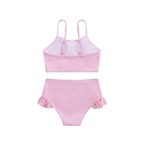 LIZENS Girls Swimsuits Two Piece Bikini Set Flounce Striped Bathing Suit for Kids 2-12 Years2