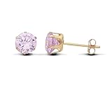 9ct Yellow Gold 5mm Lavander Amethyst Solitaire Stud Earrings
