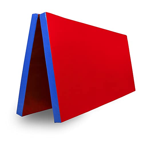 Grevinga Klappbare Turnmatte RG 35 – 200 x 200 x 6 cm - ROT/BLAU - Made in Germany - Faltbare Gymnastikmatte für Fitness, Sport und Gymnastik, Rutschfest und Platzsparend, Weichbodenmatte, XXL